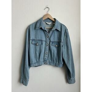 Lorraine Wardy Womens Studded Denim Jean Button Up Jacket Bling Size Small